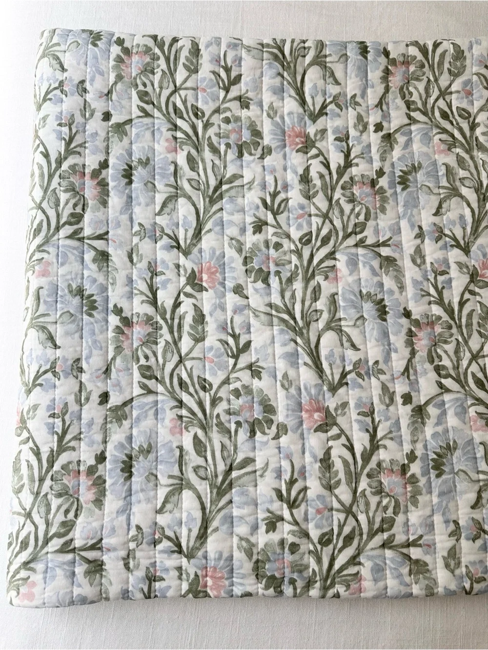 Nicole Miller Home Floral Cotton Reversible Quilt Set  - Pastel Pink Green Blue